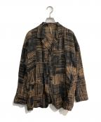 m's braqueエムズブラック）の古着「SINGLE 4-BUTTONS SHIRT-JACKET contemporary art print　231515」｜ブラウン×ブラック