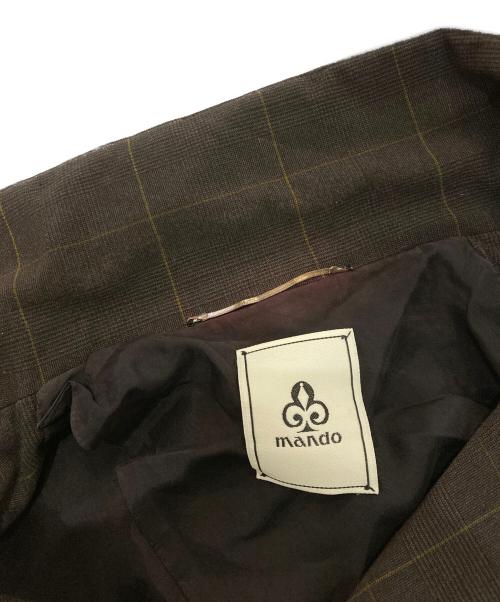 MANDO（マンドー）MANDO (マンドー) ポリエステルレーヨンジャージーグレンチェックカバーオール　9394-003 ブラウン サイズ:3の古着・服飾アイテム