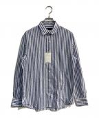 TOMORROW LANDトゥモローランド）の古着「コットンシアサッカー セミワイドカラーシャツ　63-01-42-01304」｜ブルー×ホワイト