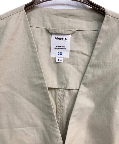 MANER（マネール）MANER (マネール) IGOR コットン ノーカラージャケット　MNR221 グリーンストーン サイズ:46の古着・服飾アイテム