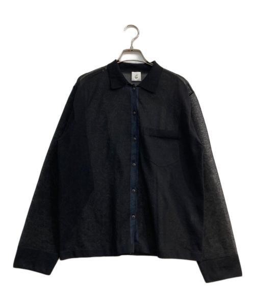 6(ROKU) BEAUTY&YOUTH（ロク ビューティーアンドユース）6(ROKU) BEAUTY&YOUTH (ロク ビューティーアンドユース) シアーカラーポイント ニット シャツカーディガン　25SS　8628-199-0142 ブラック サイズ:Freeの古着・服飾アイテム