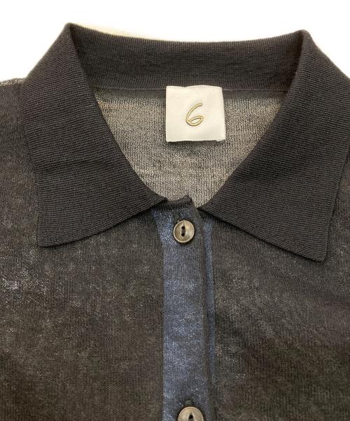 6(ROKU) BEAUTY&YOUTH（ロク ビューティーアンドユース）6(ROKU) BEAUTY&YOUTH (ロク ビューティーアンドユース) シアーカラーポイント ニット シャツカーディガン　25SS　8628-199-0142 ブラック サイズ:Freeの古着・服飾アイテム