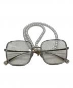 CHANELシャネル）の古着「パールチェーン付きスクエアシェイプサングラス　2195」｜シルバー