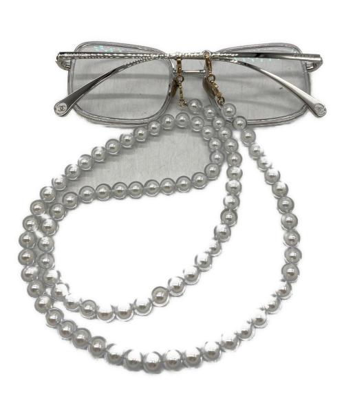 CHANEL（シャネル）CHANEL (シャネル) パールチェーン付きスクエアシェイプサングラス　2195 シルバー サイズ:SIZE 52□20の古着・服飾アイテム