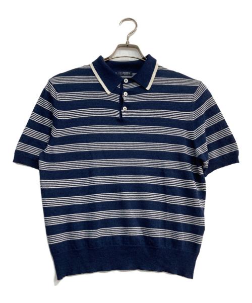 BEAMS F（ビームスエフ）BEAMS F (ビームスエフ) リネン混ポロシャツ　イタリア製 ネイビー×ホワイト サイズ:Freeの古着・服飾アイテム