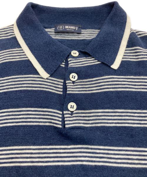 BEAMS F（ビームスエフ）BEAMS F (ビームスエフ) リネン混ポロシャツ　イタリア製 ネイビー×ホワイト サイズ:Freeの古着・服飾アイテム
