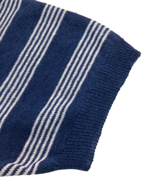 BEAMS F（ビームスエフ）BEAMS F (ビームスエフ) リネン混ポロシャツ　イタリア製 ネイビー×ホワイト サイズ:Freeの古着・服飾アイテム