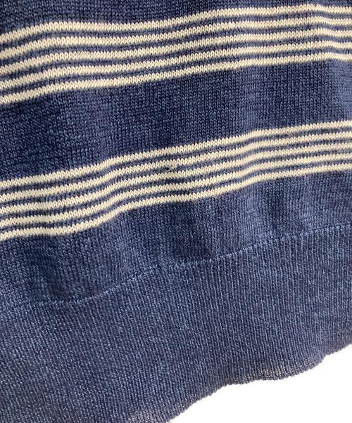 BEAMS F（ビームスエフ）BEAMS F (ビームスエフ) リネン混ポロシャツ　イタリア製 ネイビー×ホワイト サイズ:Freeの古着・服飾アイテム