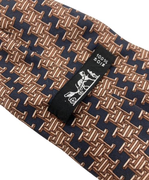 HERMES（エルメス）HERMES (エルメス) 総柄ネクタイ ブラウン×ブラック サイズ:-の古着・服飾アイテム