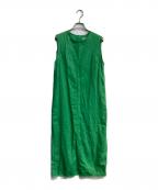 IENAイエナ）の古着「綿麻サテンIラインワンピース　23040900406120」｜グリーン