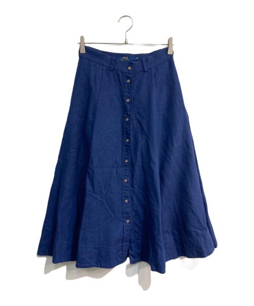 POLO RALPH LAUREN（ポロ・ラルフローレン）POLO RALPH LAUREN (ポロ・ラルフローレン) リネンロングスカート ネイビーの古着・服飾アイテム