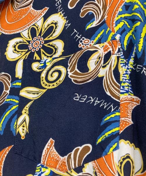 Denham（デンハム）Denham (デンハム) SCISSOR ALOHA SHIRT　01-22-05-40-140 ネイビー×オレンジ サイズ:XLの古着・服飾アイテム