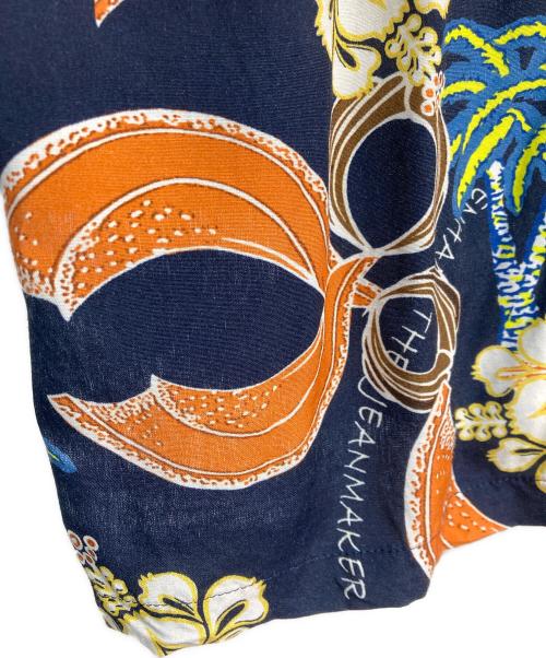 Denham（デンハム）Denham (デンハム) SCISSOR ALOHA SHIRT　01-22-05-40-140 ネイビー×オレンジ サイズ:XLの古着・服飾アイテム