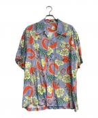 Denhamデンハム）の古着「SCISSOR ALOHA SHIRT　01-22-05-40-141」｜ブルー×オレンジ