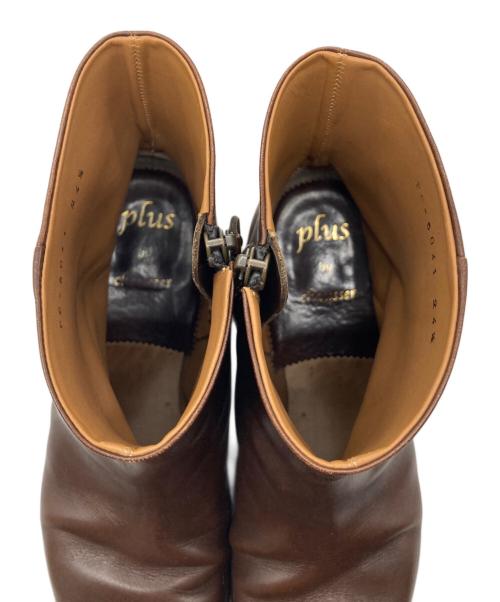 plus by chausser（プリュスバイショセ）plus by chausser (プリュスバイショセ) サイドジップブーツ ブラウン サイズ:24　1/2の古着・服飾アイテム