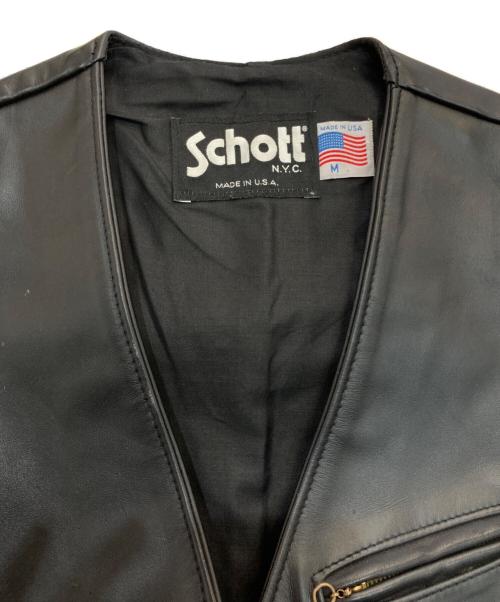 Schott（ショット）Schott (ショット) レザーベスト　USA製　404V 1147303068 ブラック サイズ:Mの古着・服飾アイテム