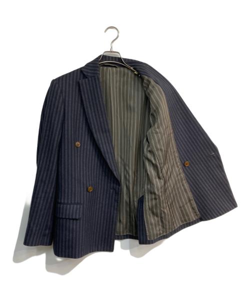 Vivienne Westwood man（ヴィヴィアン ウェストウッド マン）Vivienne Westwood man (ヴィヴィアン ウェストウッド マン) ストライプウールダブルジャケット　4945-1403 ネイビー サイズ:46の古着・服飾アイテム