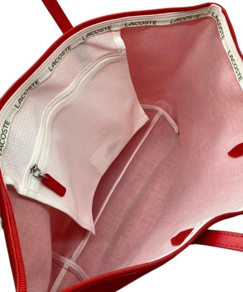 LACOSTE（ラコステ）LACOSTE (ラコステ) プチピケラージトートトートバッグ レッドの古着・服飾アイテム