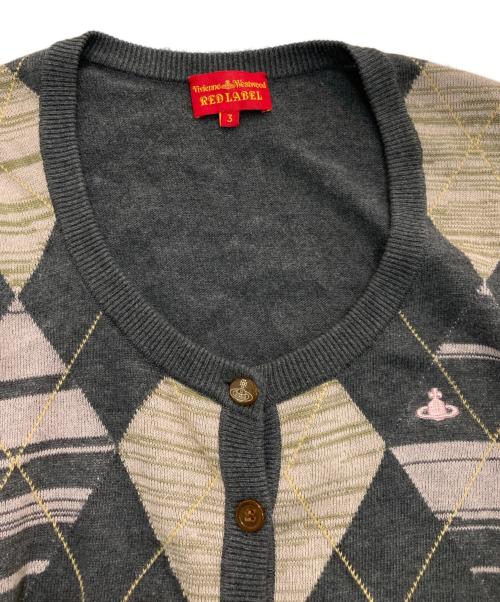 Vivienne Westwood RED LABEL（ヴィヴィアンウエストウッドレッドレーベル）Vivienne Westwood RED LABEL (ヴィヴィアンウエストウッドレッドレーベル) アーガイル柄カーディガン　70201M グレー サイズ:3の古着・服飾アイテム