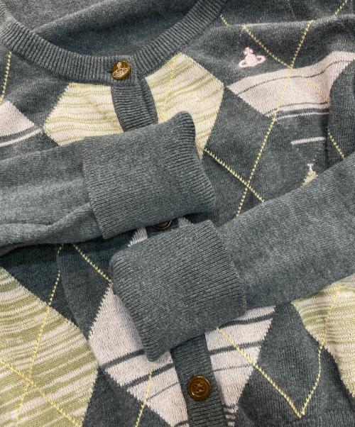 Vivienne Westwood RED LABEL（ヴィヴィアンウエストウッドレッドレーベル）Vivienne Westwood RED LABEL (ヴィヴィアンウエストウッドレッドレーベル) アーガイル柄カーディガン　70201M グレー サイズ:3の古着・服飾アイテム