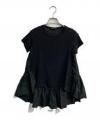 YOKO CHANヨーコチャン）の古着「バックヘムフリル切替半袖カットソー　YCT-219-026」｜ブラック