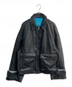 MUSEミューズ）の古着「OVERSIZED LEATHER BLOUSON　M23W-LBS01」｜ブラック