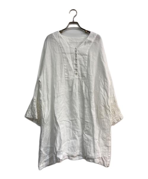 nest Robe（ネストローブ）nest Robe (ネストローブ) リネンクロシェ風レースチュニック　01241-1055 ホワイト サイズ:Freeの古着・服飾アイテム