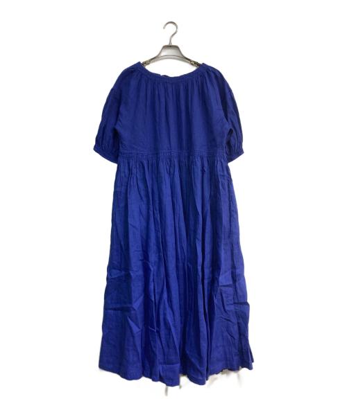 nest Robe（ネストローブ）nest Robe (ネストローブ) リネンコンビシャーリングワンピース　01242-1523 ブルー サイズ:Freeの古着・服飾アイテム