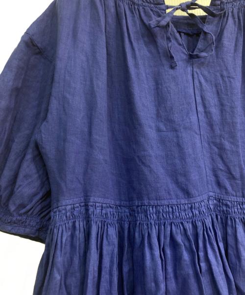nest Robe（ネストローブ）nest Robe (ネストローブ) リネンコンビシャーリングワンピース　01242-1523 ブルー サイズ:Freeの古着・服飾アイテム