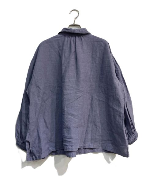 nest Robe（ネストローブ）nest Robe (ネストローブ) リネン縁取りレース襟スモックブラウス　01244-1166 ブルー サイズ:Freeの古着・服飾アイテム