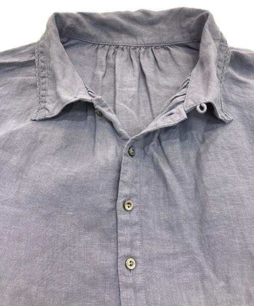 nest Robe（ネストローブ）nest Robe (ネストローブ) リネン縁取りレース襟スモックブラウス　01244-1166 ブルー サイズ:Freeの古着・服飾アイテム