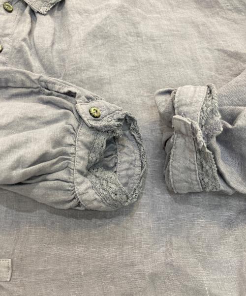 nest Robe（ネストローブ）nest Robe (ネストローブ) リネン縁取りレース襟スモックブラウス　01244-1166 ブルー サイズ:Freeの古着・服飾アイテム