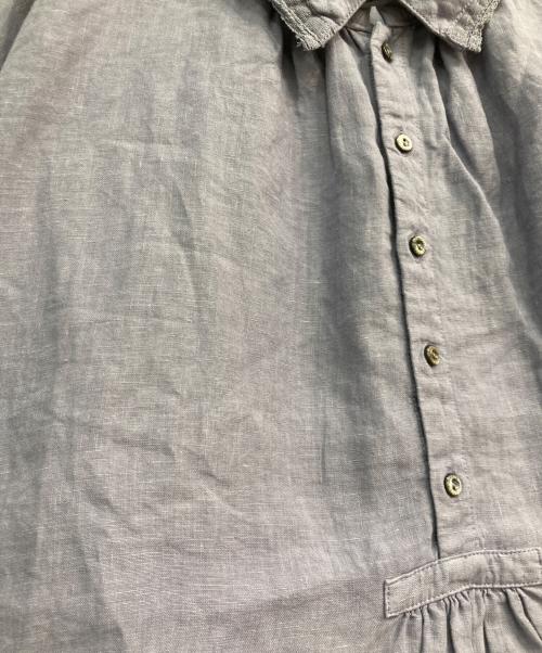 nest Robe（ネストローブ）nest Robe (ネストローブ) リネン縁取りレース襟スモックブラウス　01244-1166 ブルー サイズ:Freeの古着・服飾アイテム