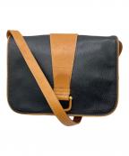 courregesクレージュ）の古着「レザーショルダーバッグ　フランス製」｜ブラック×ブラウン