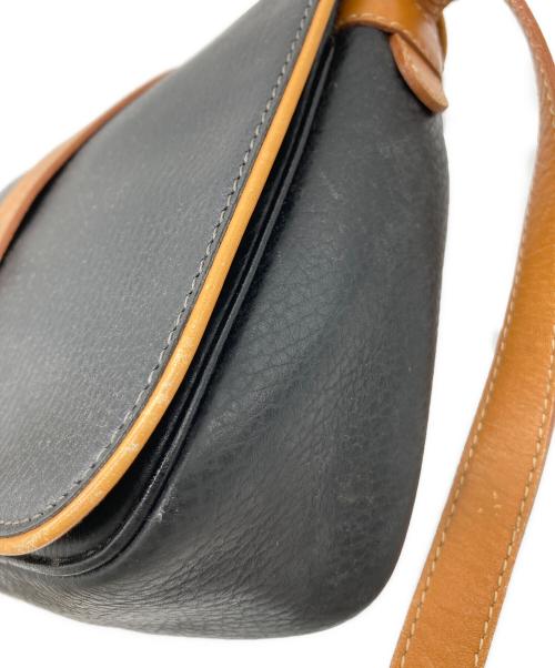 courreges（クレージュ）courreges (クレージュ) レザーショルダーバッグ　フランス製 ブラック×ブラウンの古着・服飾アイテム