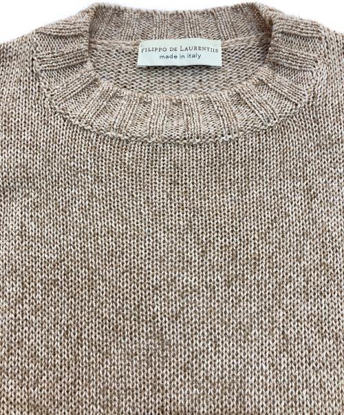 FILIPPO DE LAURENTIIS（フィリッポ・デ・ローレンティス）FILIPPO DE LAURENTIIS (フィリッポ・デ・ローレンティス) コットンクルーネックニット　3110-GC3MLB06 ベージュ サイズ:48の古着・服飾アイテム