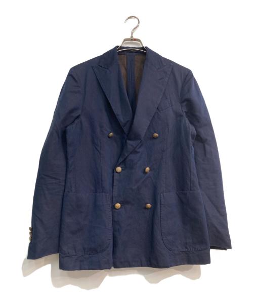 LARDINI（ラルディーニ）LARDINI (ラルディーニ) コットンリネンダブルブレストジャケット ネイビー サイズ:46の古着・服飾アイテム