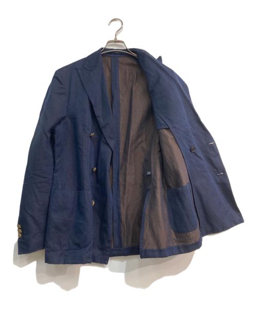 LARDINI（ラルディーニ）LARDINI (ラルディーニ) コットンリネンダブルブレストジャケット ネイビー サイズ:46の古着・服飾アイテム