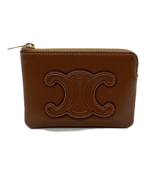 CELINE（セリーヌ）CELINE (セリーヌ) タン コイン＆カードポーチ キュイル トリオンフ ブラウンの古着・服飾アイテム