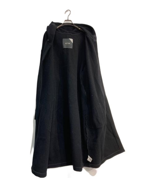 ATON（エイトン）ATON (エイトン) レザーポケットフードガウンコート ブラック サイズ:Freeの古着・服飾アイテム