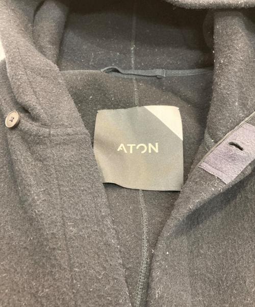 ATON（エイトン）ATON (エイトン) レザーポケットフードガウンコート ブラック サイズ:Freeの古着・服飾アイテム