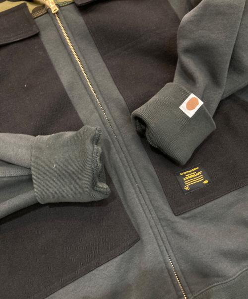 A BATHING APE（ア ベイシング エイプ）A BATHING APE (ア ベイシング エイプ) カモフラ切り替えジップパーカー　001ZPF301011X カーキ サイズ:Lの古着・服飾アイテム