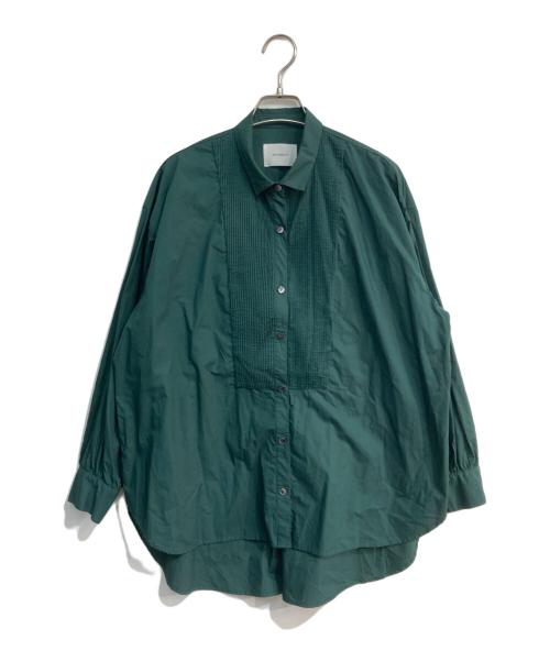 MIDIUMISOLID（ミディウミソリッド）MIDIUMISOLID (ミディウミソリッド) コットン ピンタックワイドシャツ グリーン サイズ:Freeの古着・服飾アイテム