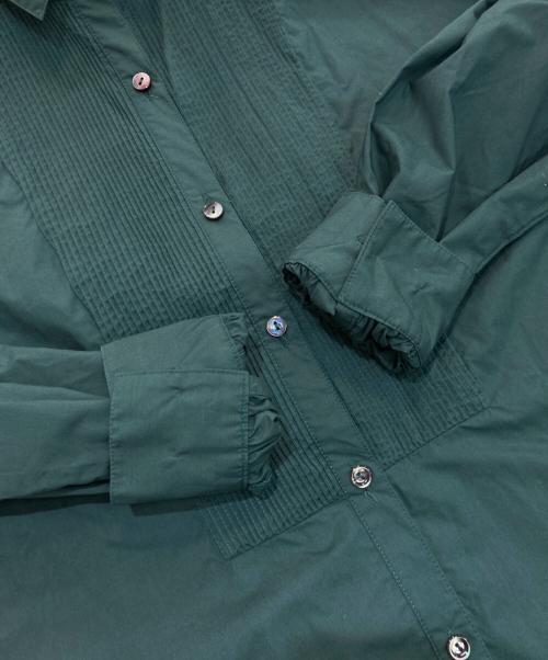 MIDIUMISOLID（ミディウミソリッド）MIDIUMISOLID (ミディウミソリッド) コットン ピンタックワイドシャツ グリーン サイズ:Freeの古着・服飾アイテム