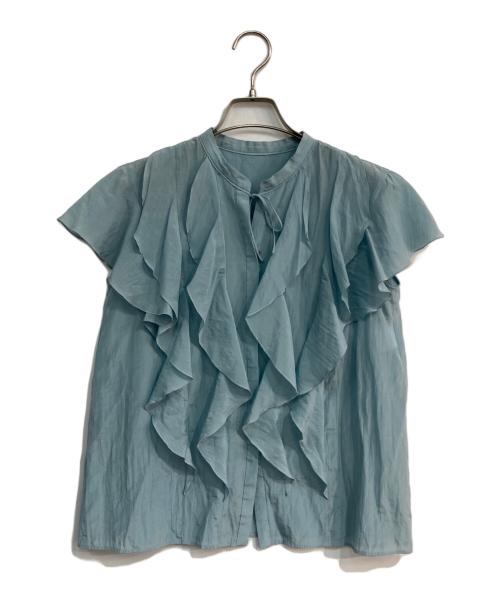 ANAYI（アナイ）ANAYI (アナイ) ライトローンスタンドラッフルブラウス　102217-13-620-70-380 ブルー サイズ:38の古着・服飾アイテム