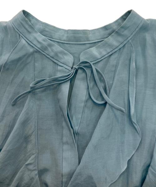 ANAYI（アナイ）ANAYI (アナイ) ライトローンスタンドラッフルブラウス　102217-13-620-70-380 ブルー サイズ:38の古着・服飾アイテム