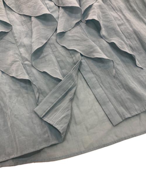 ANAYI（アナイ）ANAYI (アナイ) ライトローンスタンドラッフルブラウス　102217-13-620-70-380 ブルー サイズ:38の古着・服飾アイテム