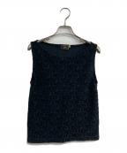 FENDIフェンディ）の古着「パイル地ロゴノースリーブカットソー　7D-421」｜ブラック