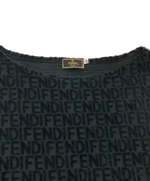 FENDI（フェンディ）FENDI (フェンディ) パイル地ロゴノースリーブカットソー　7D-421 ブラック サイズ:40の古着・服飾アイテム