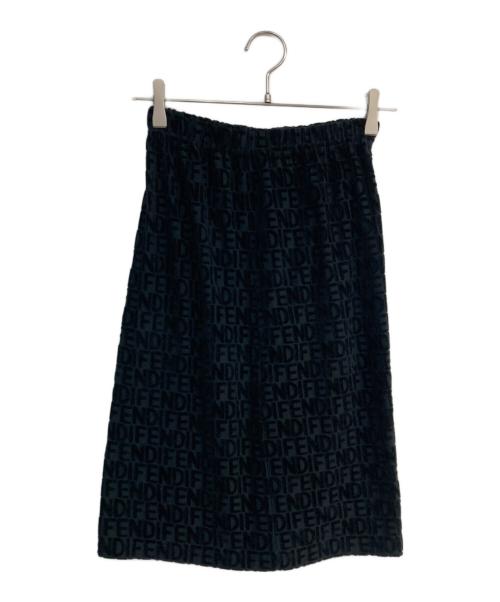 FENDI（フェンディ）FENDI (フェンディ) パイル地ロゴスカート　16-421 ブラック サイズ:40の古着・服飾アイテム